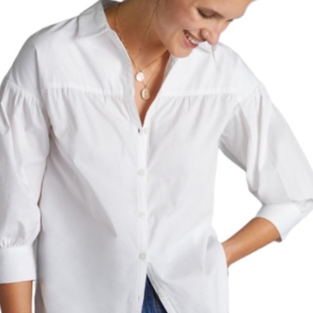 Anthropologie Maeve poplin button down top XS NWT
